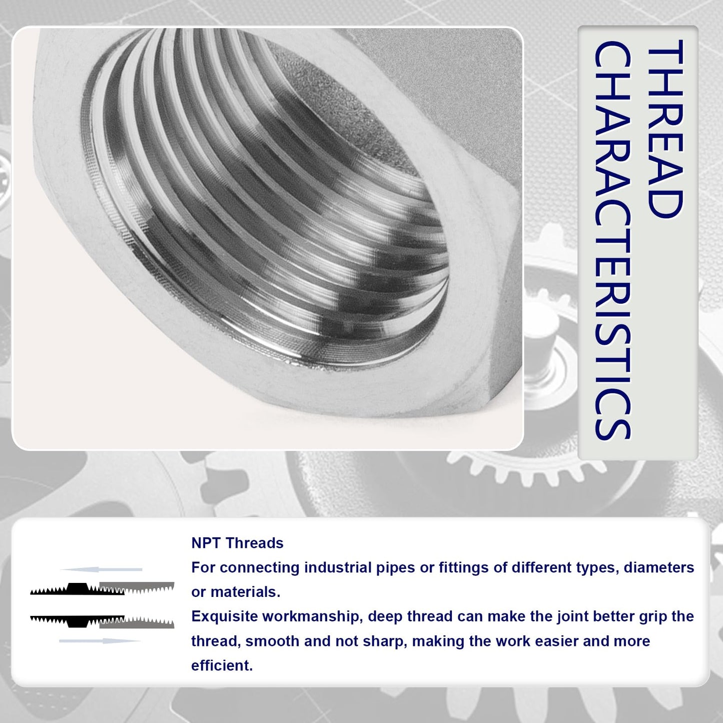 ChillWaves 304 Stainless Steel Pipe Fitting, Reducer Hex Bushing 3/8" NPT Male x 1/4" NPT Female Thread Adapter(6-PACK)