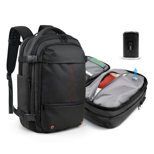 travel inspira Backpack for Travel, 60L Expandable Vacuum Backpack with Electric Vacuum Pump, Water-Resistant & TSA Anti-Theft for Airplane Vacuum Seal Compression Air-Seal Bag for Travel
