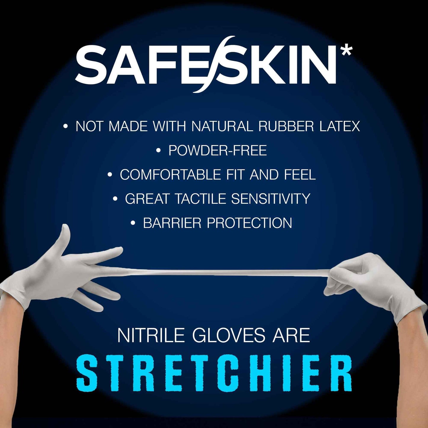 SAFESKIN Nitrile Exam Gloves - Disposable Powder Free Nitrile Gloves for Medical, Dental, Chemotherapy, Cleaning, Cooking, Food Prep, Auto - 3.5 mil Box 200, Size Medium
