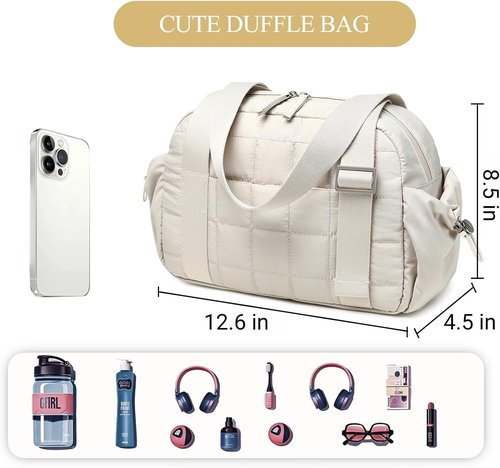 CAMTOP Mini Gym Bag - Quilted Sports Duffel with Wet Compartment & Coin Purse | Perfect for Yoga & Dance
