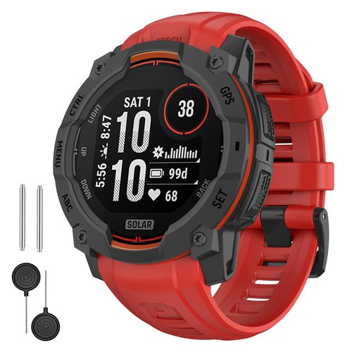OVERSTEP Watch Bands Compatible with Instinct 3 Amoled/Solar 50mm 26mm Soft Siliocne Strap for Garmin Instinct 3 Smartwatches, Red