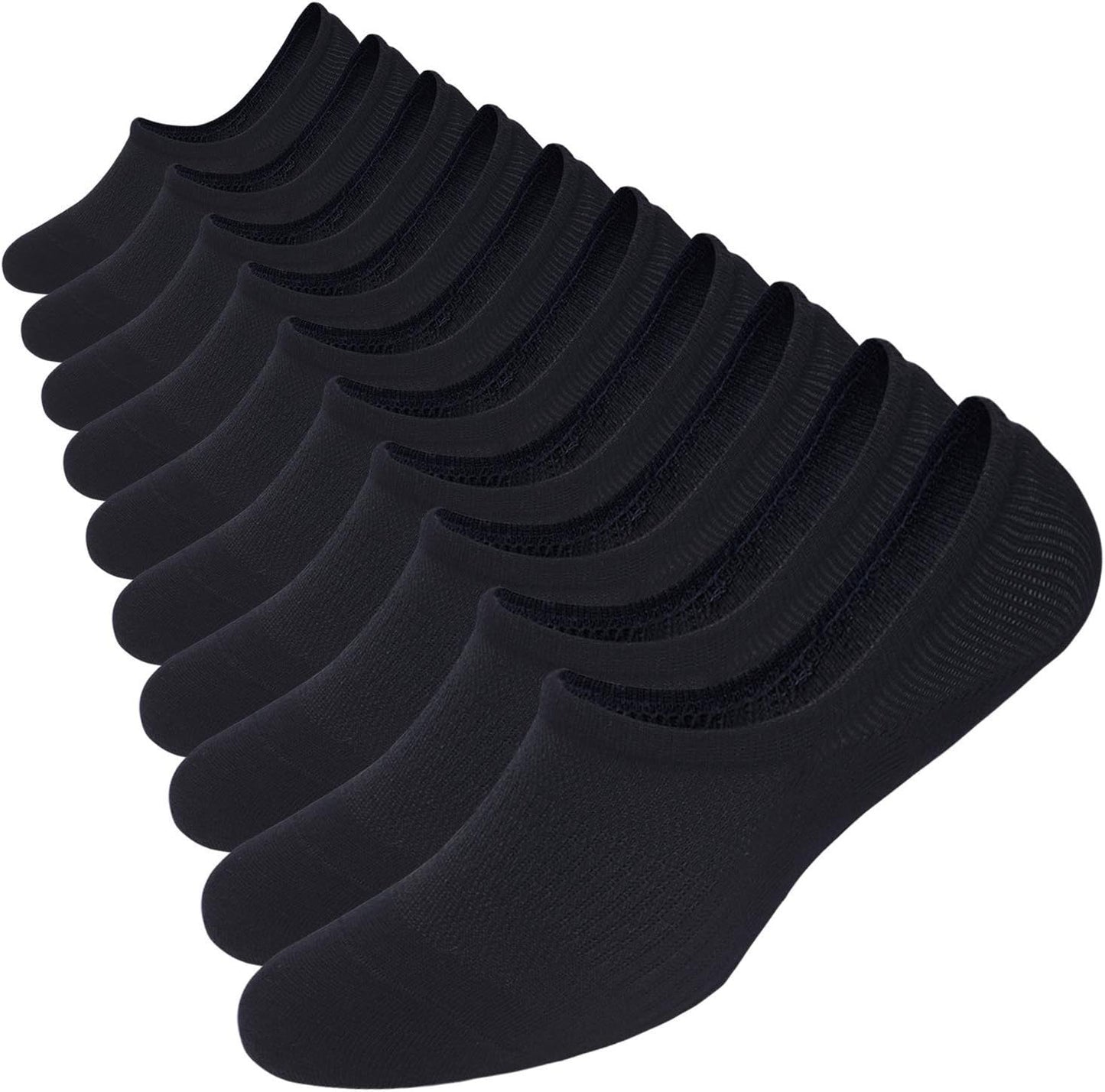 WANDER No Show Socks - 10 Pairs Cotton Non-Slip Low Cut Invisible Loafer Socks for Men & Women | Sizes 6-14