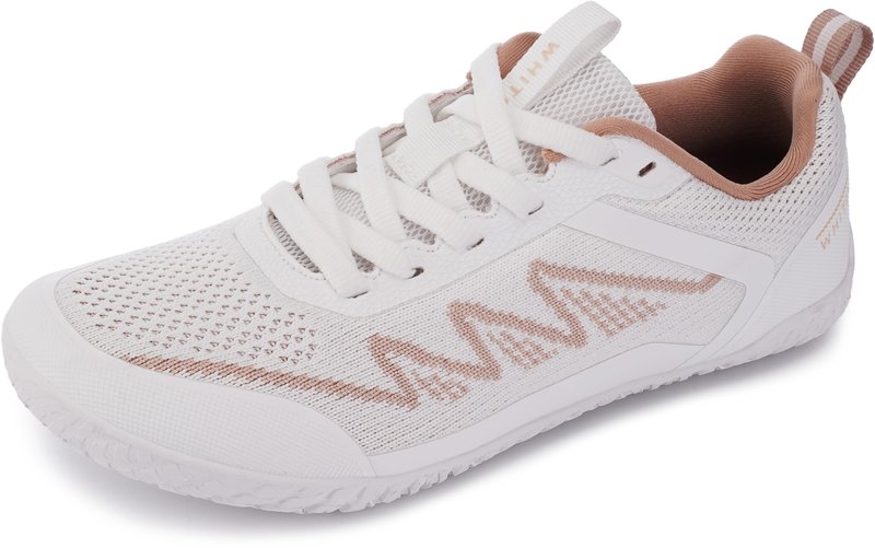WHITIN Women Barefoot Shoes Minimalist Wide Toe Box Sneakers Size 9.5 Zero Drop Sole Walking Trail Running Casual Flexible Sport Gym Pink White 40.5