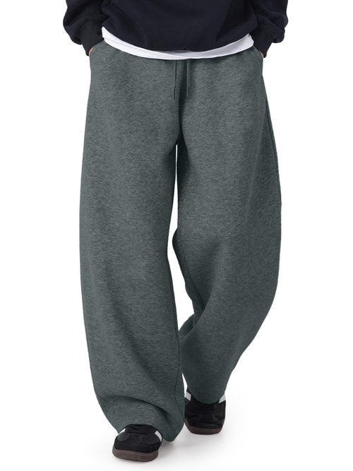 Tapata Men 32" Inseam Fleece Lined Baggy Sweatpants Wide Leg Thermal Casual Lounge Sweat Pants with Pockets Charcoal, L