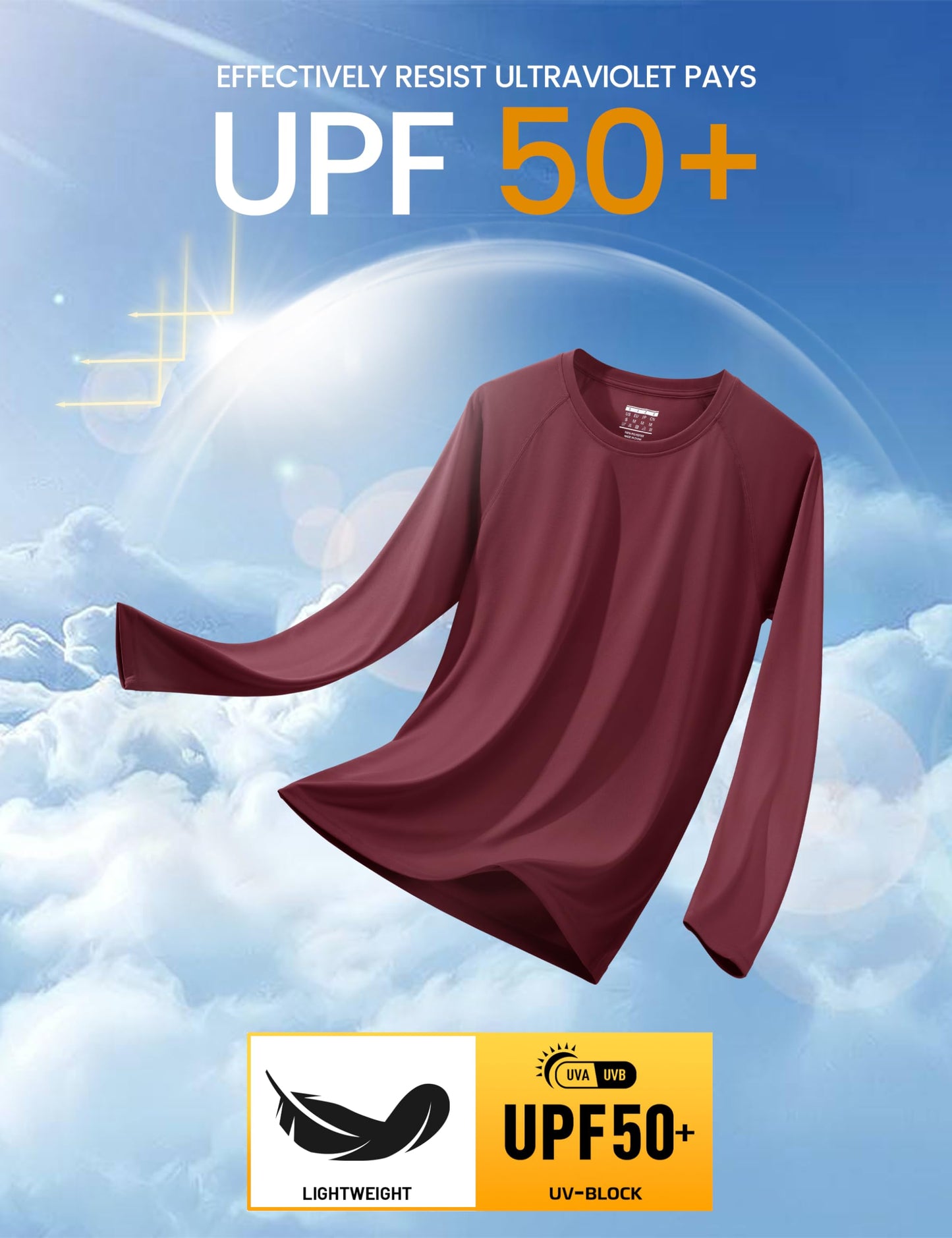 Fishing Shirts for Men Long Sleeve Men Hiking Shirt Quick Dry Rash Guard Thermal Shirts UV Protection Clothing Sun Protection Summer Shirts for Men Wine