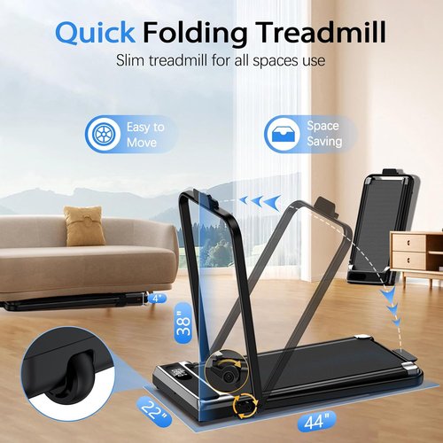 AoraPulse Portable Folding Treadmill - Compact Electric Treadmill for Home & Office | 300 LBS Capacity, LED Display