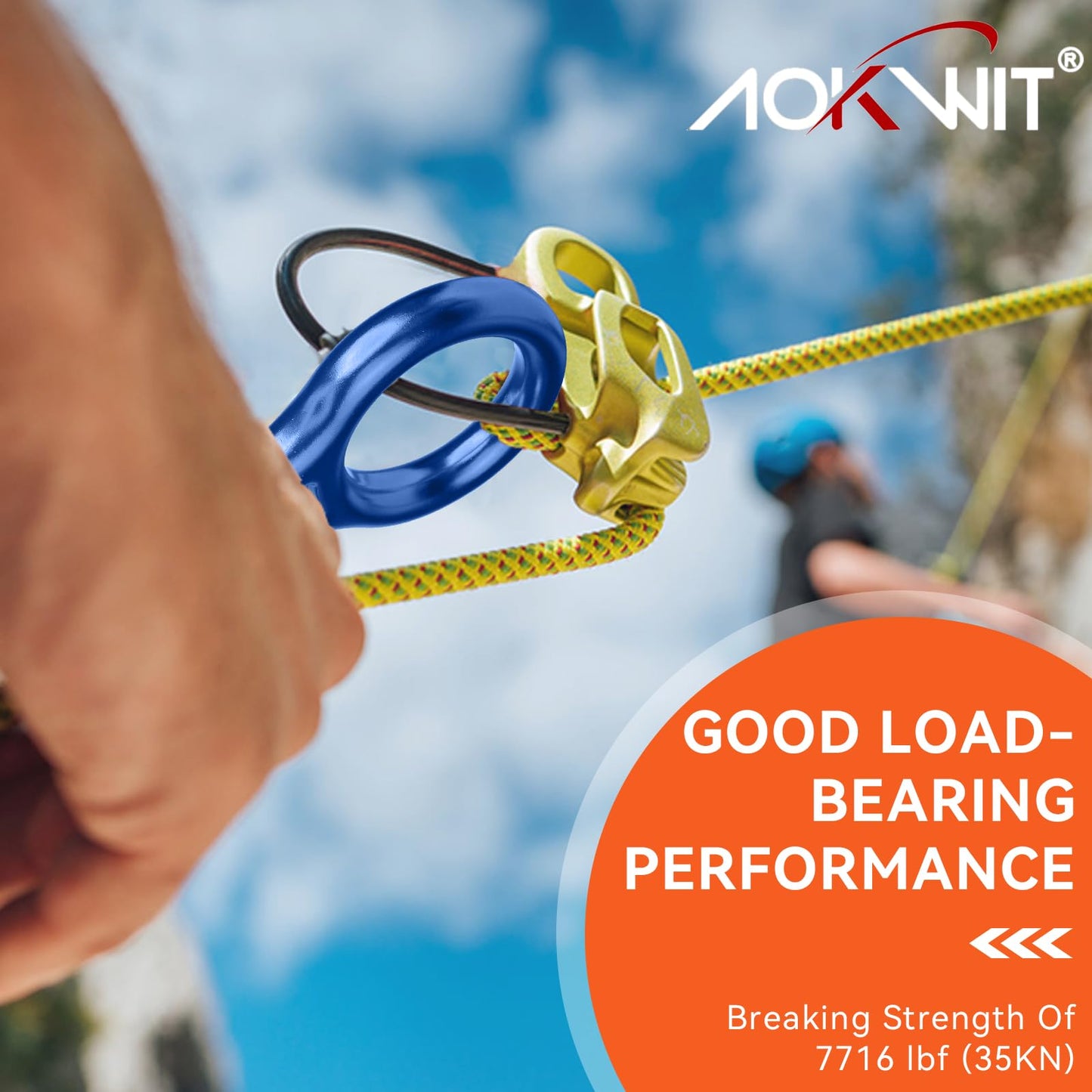 AOKWIT Rescue Figure 8 Descender Climbing Gear Downhill Equipment 35KN/3500kg 7075 Aluminum Alloy Rigging Plate for Climbing Belaying and Rappeling Device (Blue)