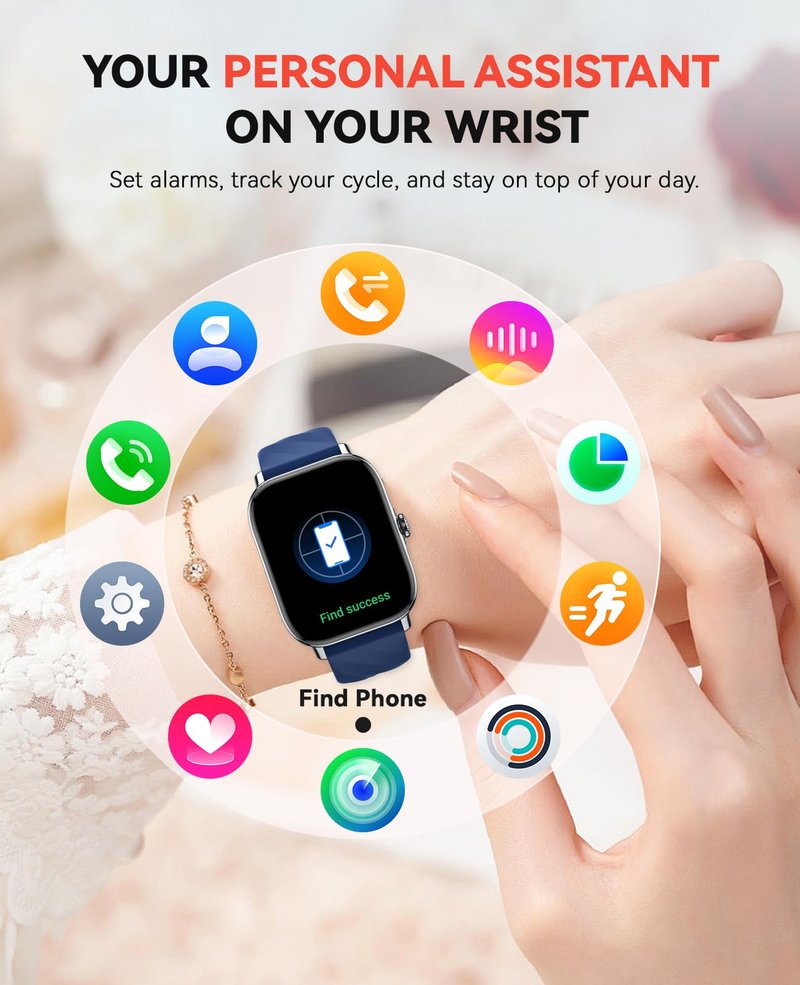 Kriutefy Smart Watches Fitness Tracker for Women Men with Step Counter, Sleep Calorie Monitor, Pedometer, IP68 Waterproof, Smartwatch with 120+ Sports for iPhone Android (Blue)