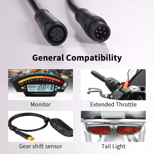 baluoqi Extension Cable 2Pin/3Pin/4Pin/5Pin/6Pin/8Pin/9Pin Waterproof Plug Works for Electric Bicycle Light/Throttle/Ebrake/Display Extend Cable (6pin 50cm)