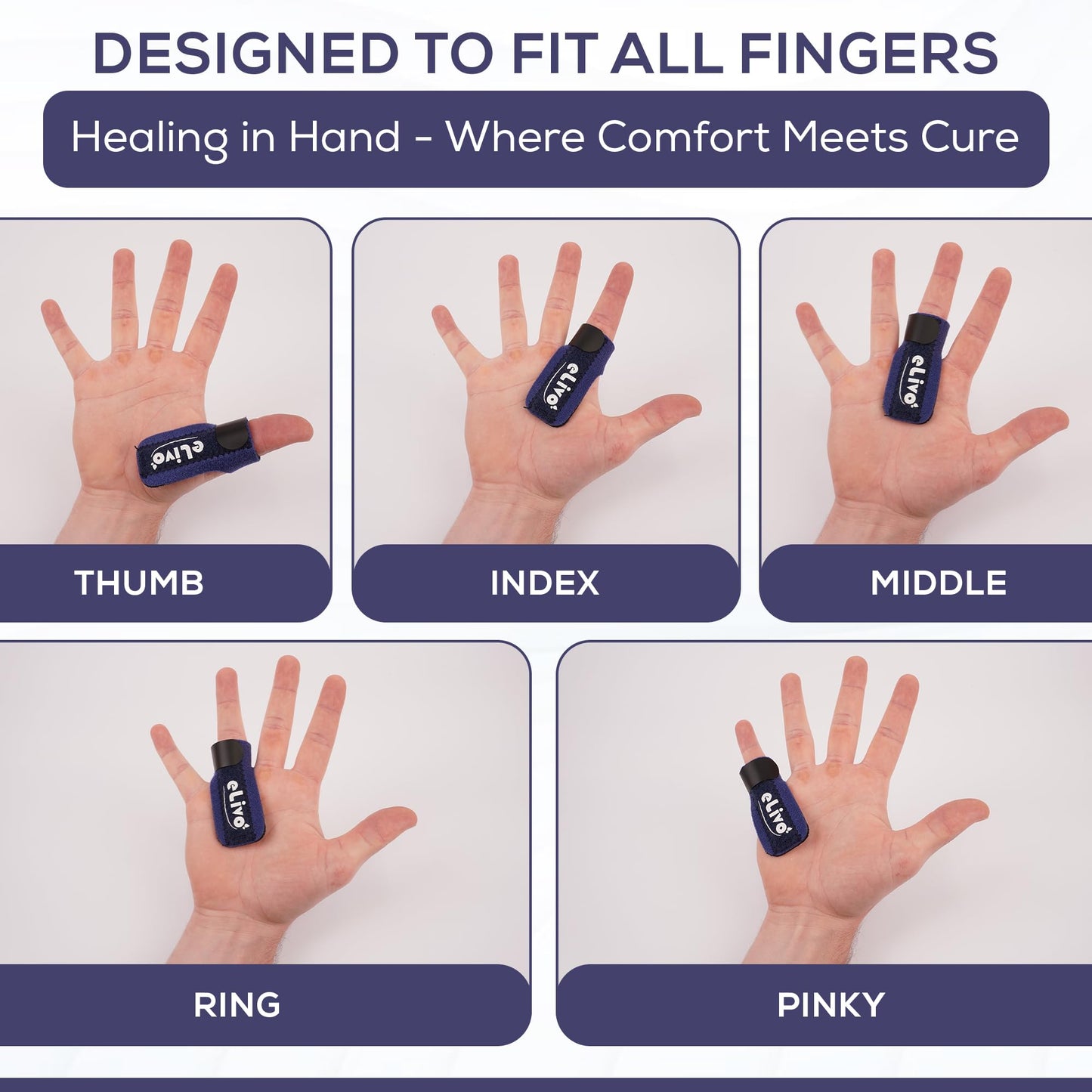 MedVance Elivo Finger Splint, Trigger Finger Support Brace for Thumb, Index, Middle, Ring, and Pinky Finger, One Size Fits All - 1 Pack