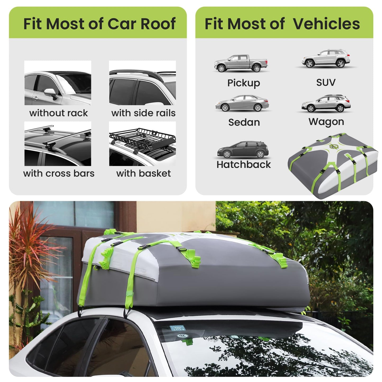 Sailnovo Rooftop Cargo Carrier Roof Bag,20 Cubic feet Soft PVC Waterproof Roof Bag for Most Vehicles with/Without Rack with Strap,Anti-Slip Mat,Padlock,Foldable Car Top Carrier for Road Trip Camping