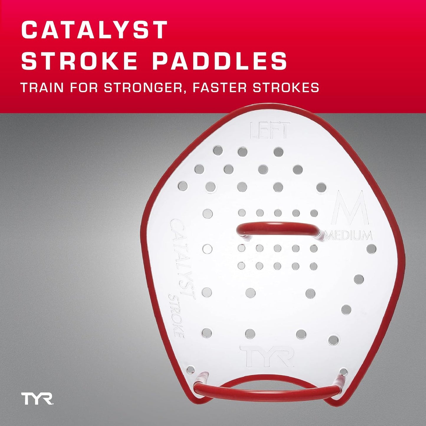 TYR Catalyst Stroke Swim Paddles - Durable Adult Swim Training Fins for Strength & Technique