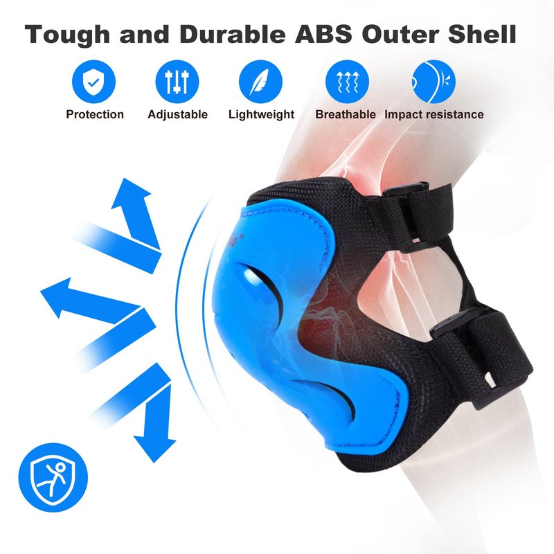 Inkidio Knee Pads for Kids Protective Gear Set with Knee Pads Elbow Pads and Wrist Guards Ideal for Girls Boys Skating Skateboard Scooter Bike (X-Small, Blue)