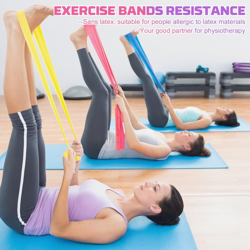 Resistance Bands Set, 5 Pcs Exercise Bands Elastic Stretch Bands for Fitness Yoga Pilates Stretching Strength Training, Workout Bands for Home Gym (Gradient Blue)