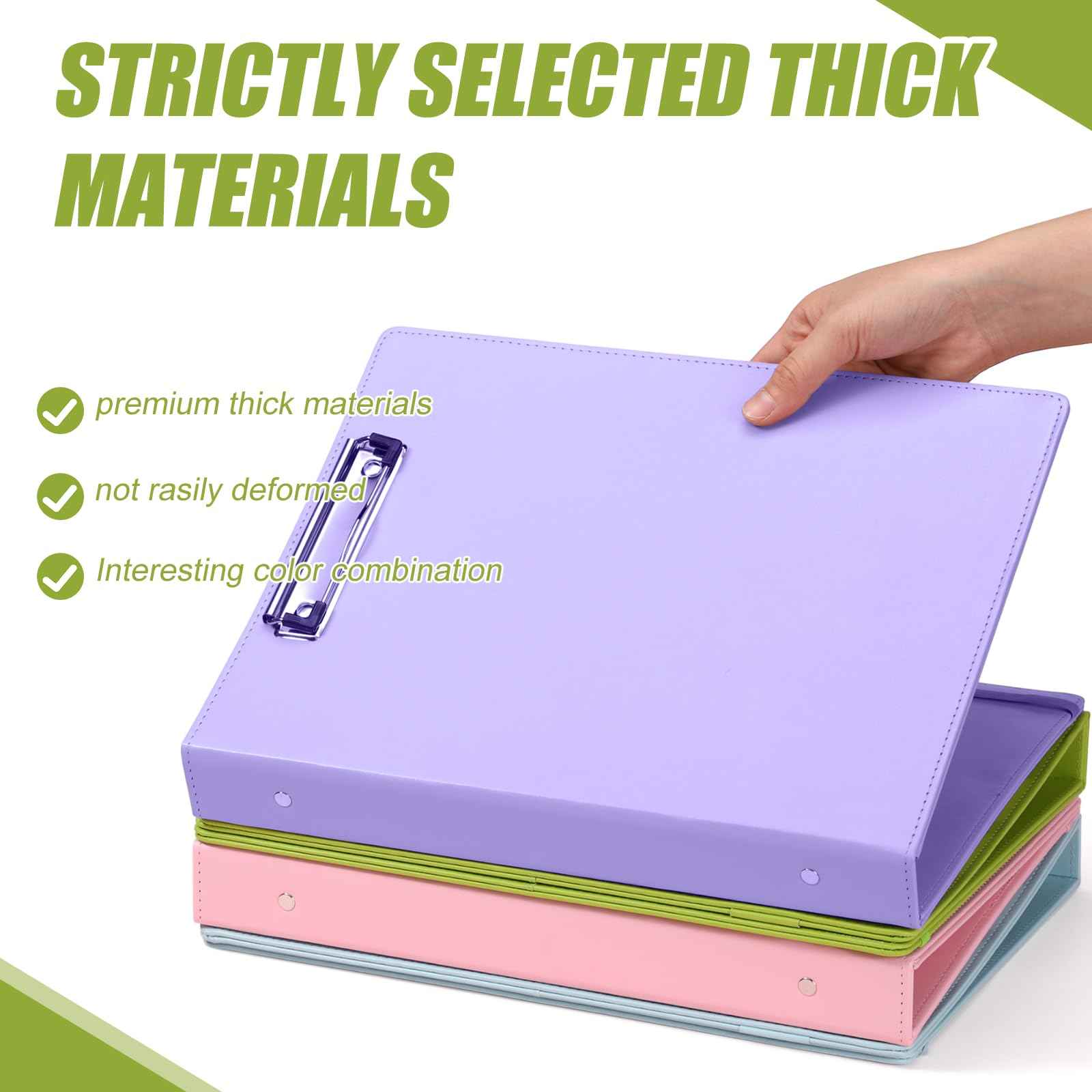 Ctosree 4 Pack Clipboard Binder 3 Ring Binder 1 inch with Pockets PU Leather Clipboard Folder Fits Letter Size 11" x 8.5" Paper Document Organizer for Office Home School