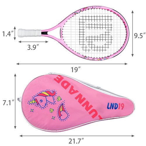 LUNNADE Tennis Racket for Kids Junior, 19/21/23/25 Inch Youth Tennis Racquet with Cover, Suitable for Beginner Boys and Girls Age 3-12