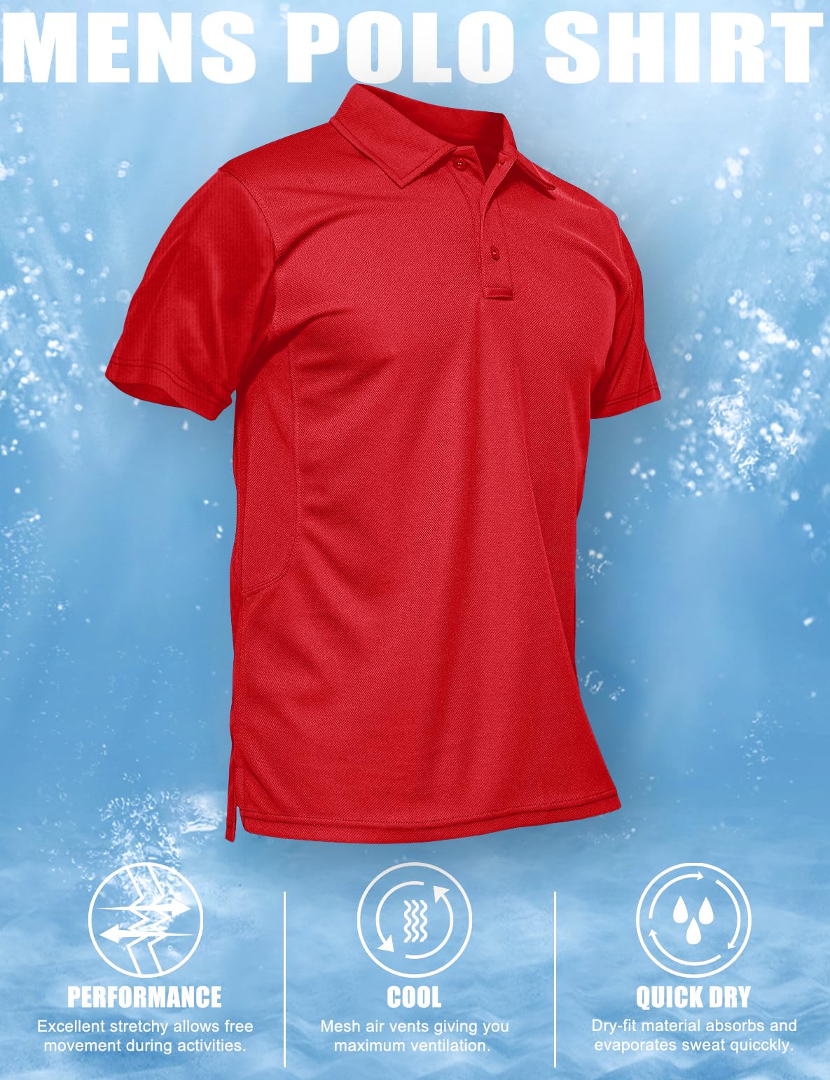 MAGCOMSEN Red Polo Shirts for Men Golf Polos Fishing Shirts Casual Shirts Quick Dry Summer Shirt Tomato Red XXL