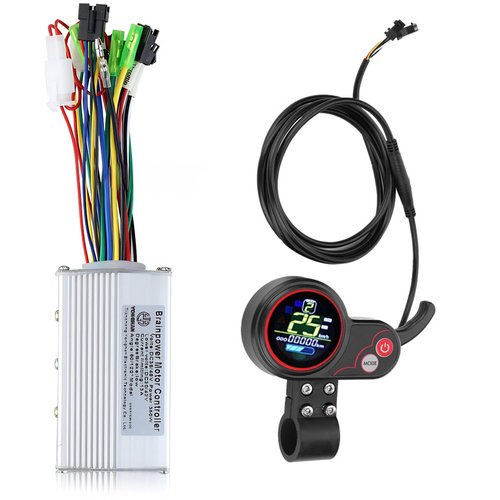Ezweiji Brushless Motor Controller with Waterproof LCD Display Panel, 36V/48V 350W Electric Scooter Controller Kit for Electric Bicycle Scooter