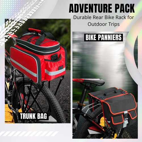 Flexzion Adjustable Bicycle Carrier Rack, 110lb Capacity, Black - Back Bike Cargo Rack, Aluminum Rear Seat Post Bike Rack Caddy for 26-28 Inch Wheels with Hardware Included