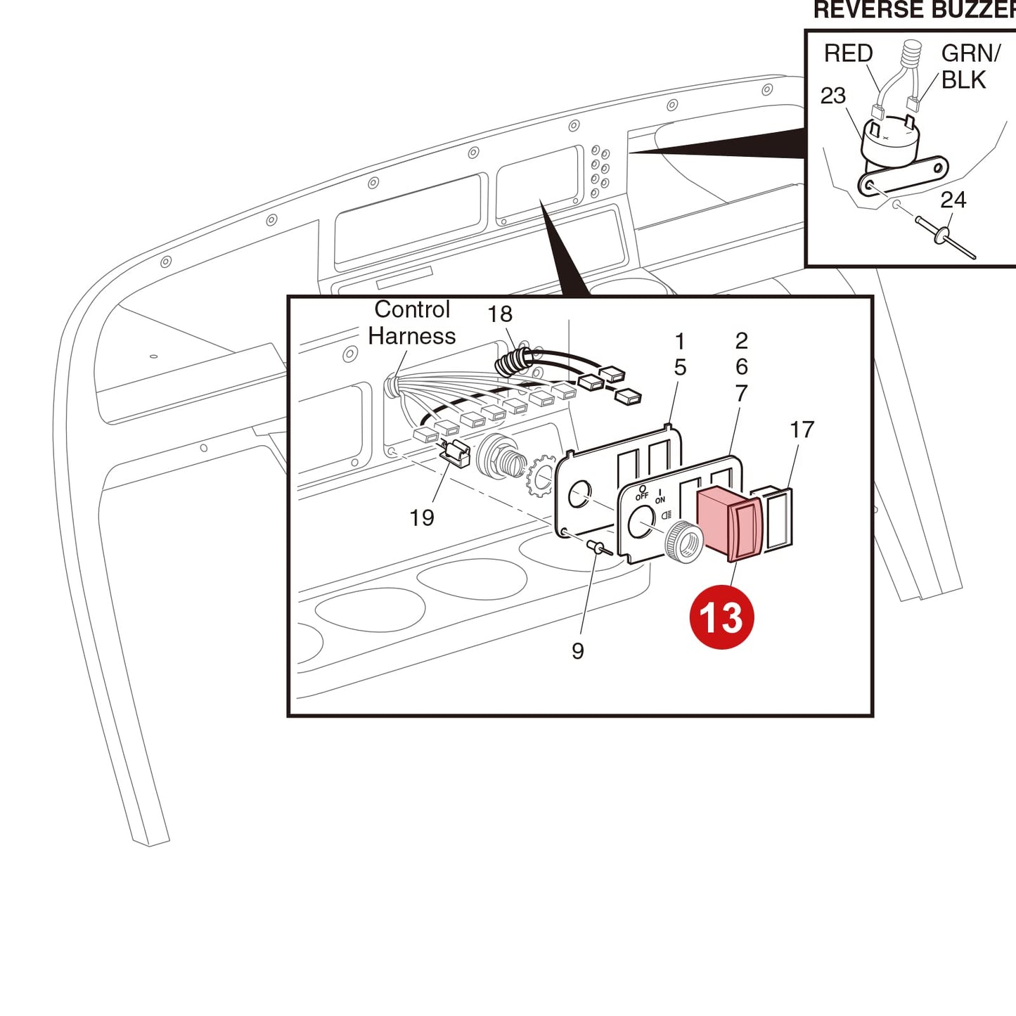Roykaw Forward Reverse Rocker Switch for 48V EZGO TXT PDS Electric 2003-Up Golf Carts?Replaces OEM# 74323-G01