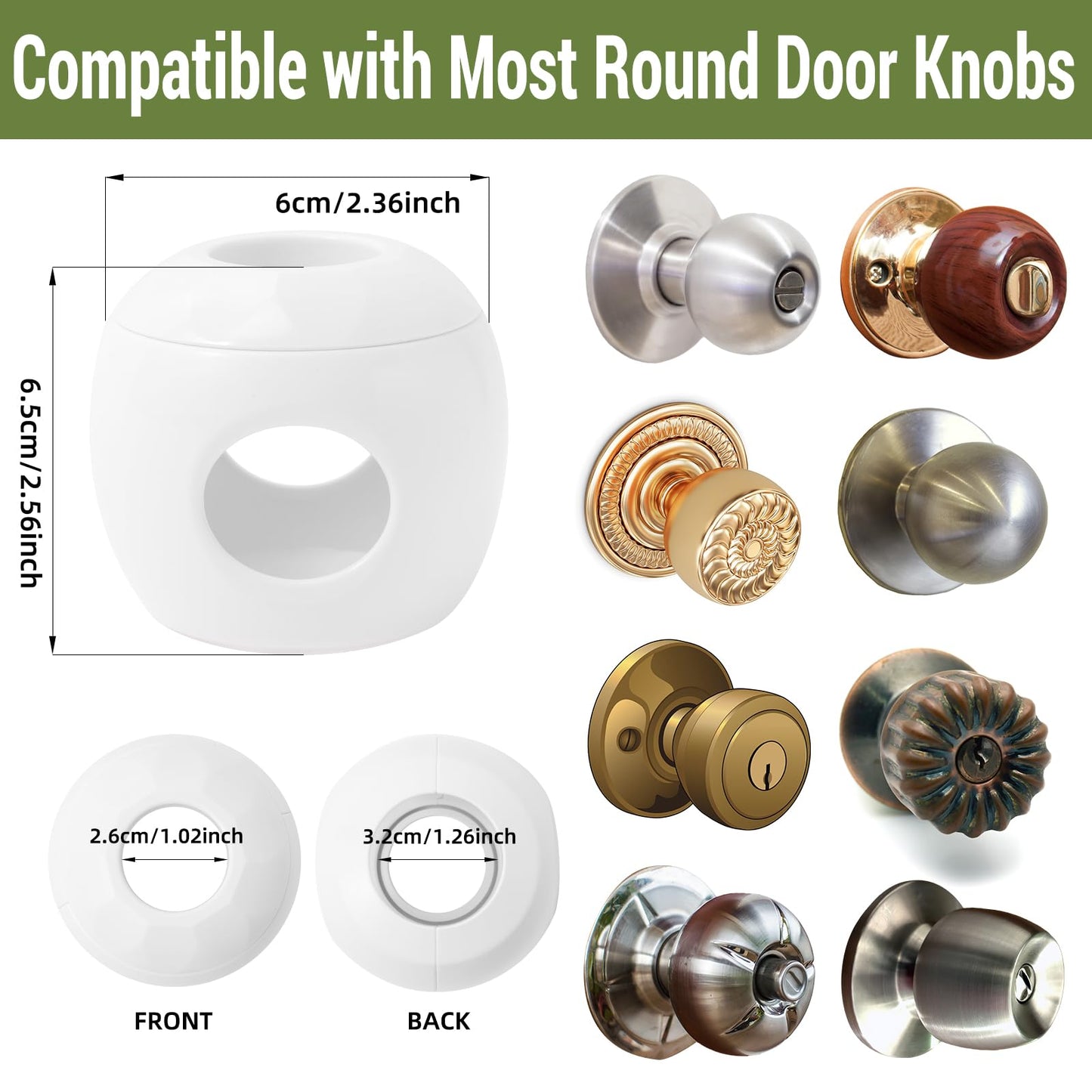 GCRQ Child Safety Door Knob Covers 4 Pack Reusable Baby Proof Door Knob Locks Baby Proof Door Handle Protector for Kids Universal Fit Easy Grip Lockable Design No Tools Needed