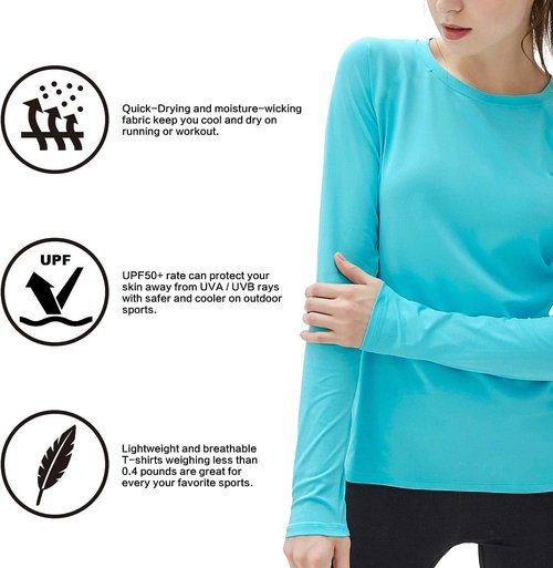 Isnowood Women's Long Sleeve Sun Protection Shirt - UPF 50+ UV Rash Guard for Active Outdoor Wear