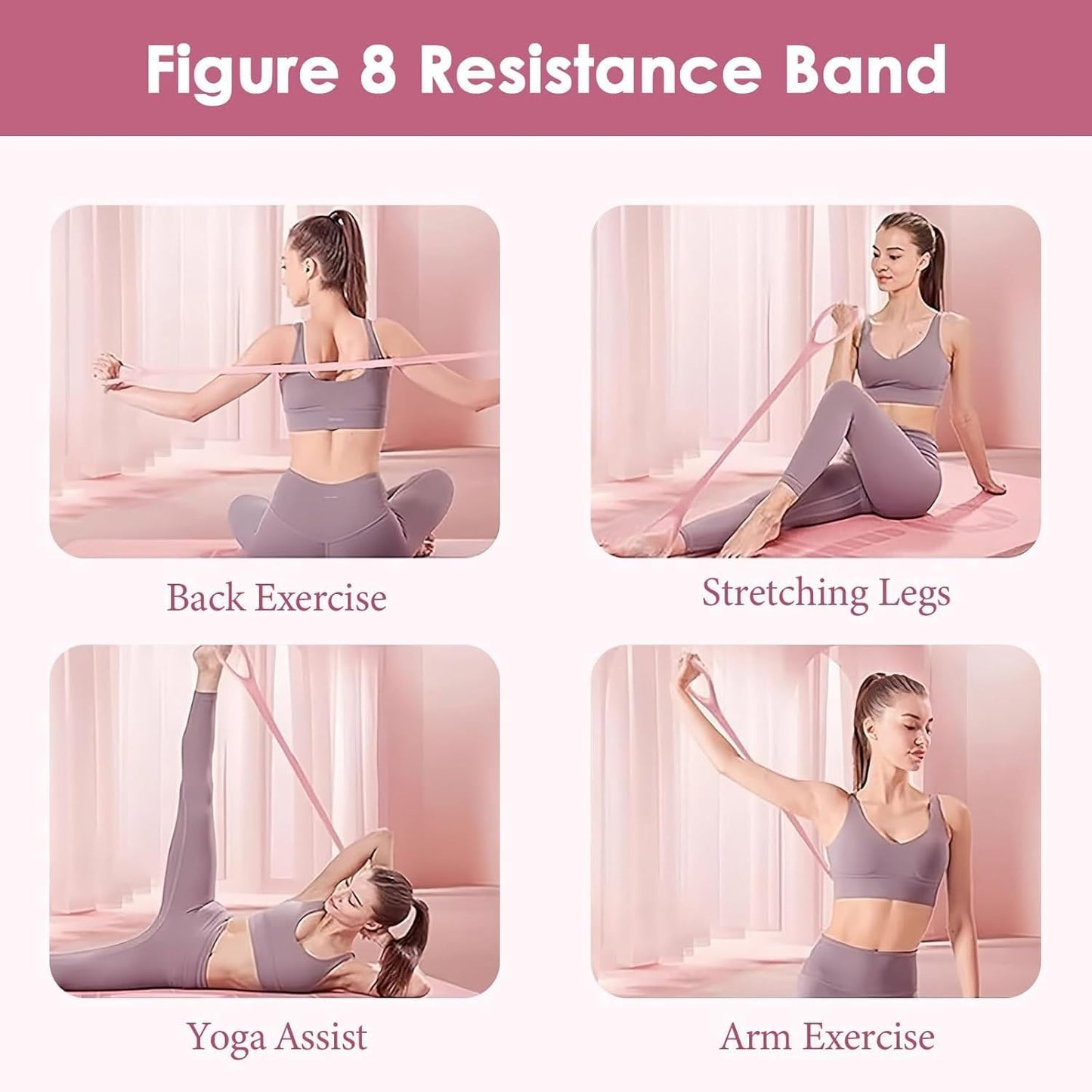 Skiennix Figure 8 Resistance Bands Set - Fitness Elastic Workout Bands for Arms, Back & Shoulders | Ideal for Yoga & Pilates