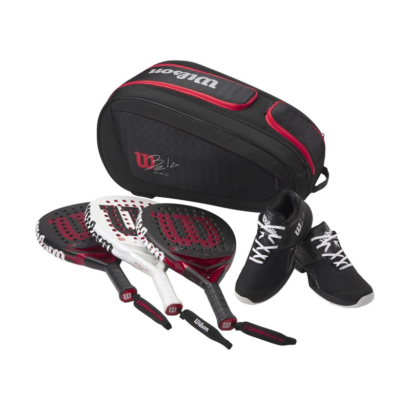 WILSON Bela Super Tour Padel Bag - Black/Red, Holds up to 4 Paddles