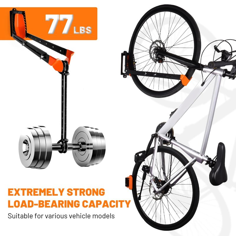 SAMRELAX Swivel Bike Rack Wall Mount, 1 pcs Bike Hanger Wall Mount, Wall Space-Saving Vertical Bike Hanger, Sturdy Bike Storage Rack, Indoor Bicycle Hooks