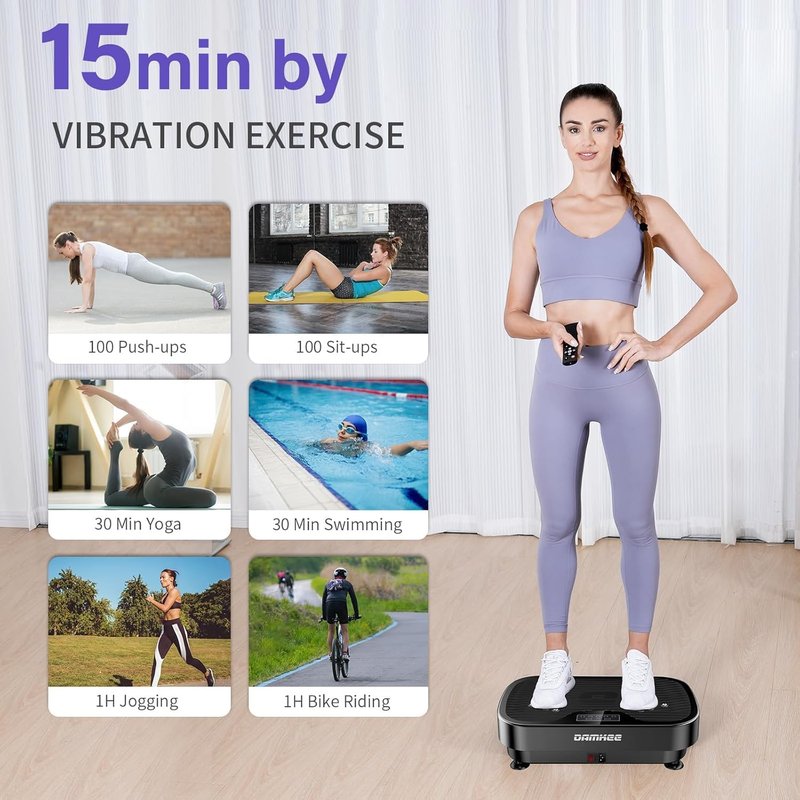 DamKee Vibration Plate Exercise Machine, Vibration Plate for Lymphatic Drainage, 9 Modes Whole Body Workout Vibrating Fitness Platform for Weight Loss & Shaping, Wellness - Home Gym Equipment (A-1)