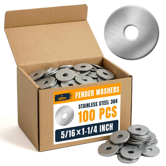 100 Pcs Stainless Steel Fender Flat Washers 5/16" x 1-1/4" for Bolts and Screws, Heavy Duty 304 Stainless Steel Hardware for Industrial & Home Use