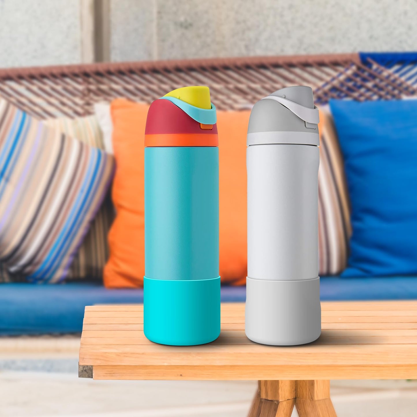 Airboat 2PCS Silicone Water Bottle Boot for Owala 24oz, Protective Bottom Bumper Anti-Slip Sleeve for FreeSip, Twist, and Flip Stainless Steel Bottles, Dishwasher Safe and BPA Free