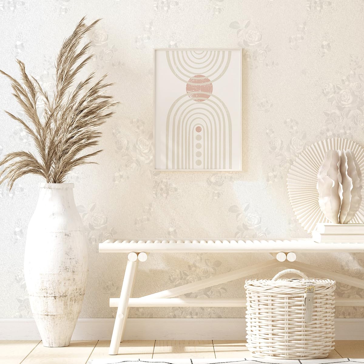 lenify White Peel and Stick Wallpaper Floral Textured Wallpaper 17.7inch x 118.1nch White Embossed Contact Paper Self Adhesive Decora for Shelf Liner Flower Removable Wall Paper Decor Vinyl