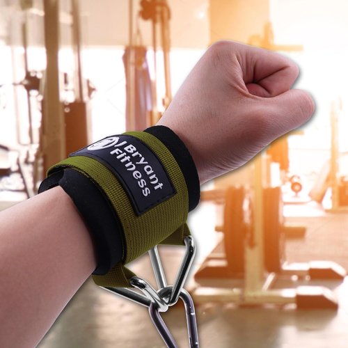 J Bryant Fitness Wrist Cuffs for Cable Machines – Heavy Duty Adjustable Wrist Straps with 7mm Neoprene Padding for Strength Training, Pull Exercises, and Forearm Support (Green, Medium)