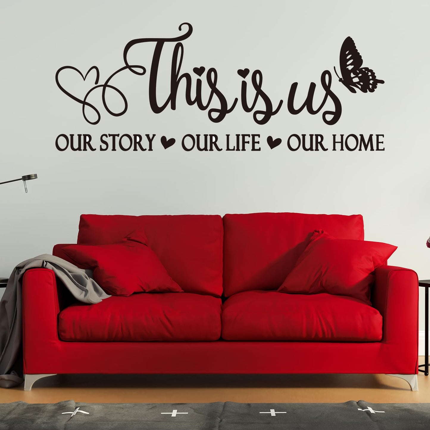 Inspirational Family Quotes Wall Stickers: Home Vinyl Art Wall Decals for Living Room Kitchen - This is Us Our Story Our Life Our Home 23" X 9"