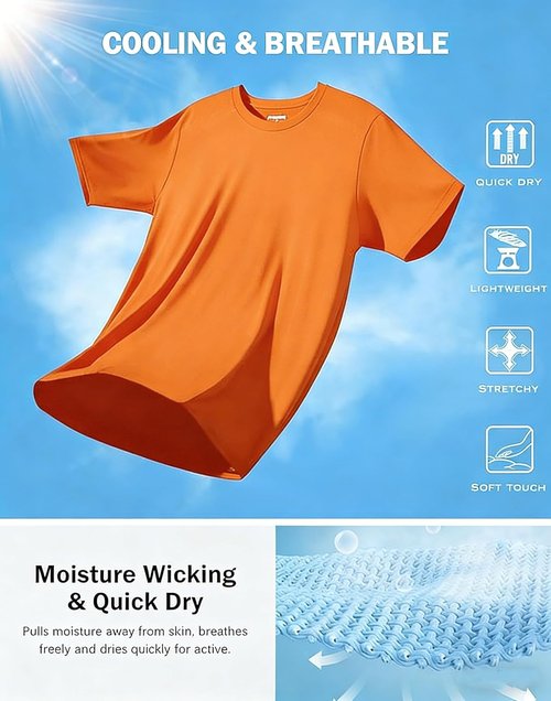 KINGFEN Men's UV Sun Protection Shirt - Quick Dry UPF 50+ Athletic T-Shirt | Performance Top