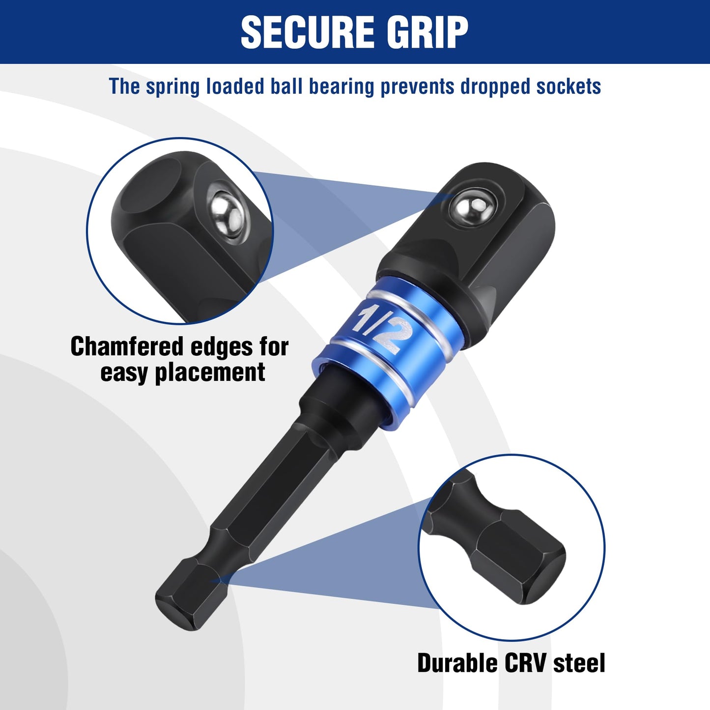 WORKPRO Impact Grade Socket Adapter Set, 1/4", 3/8", & 1/2" Drive, Extension Driver Bit With Holder, for Power Drill to High Torque Impact Wrench, 6PCS