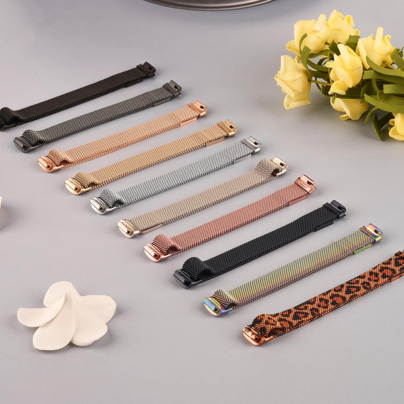 Oumida Mesh Metal Band Compatible with Fitbit Inspire 3 Band, Stainless Steel Adjustable Loop Strap Women Men Replacement Bands for Inspire 3 Health &-Fitness-Tracker, Champagne Gold+Silver