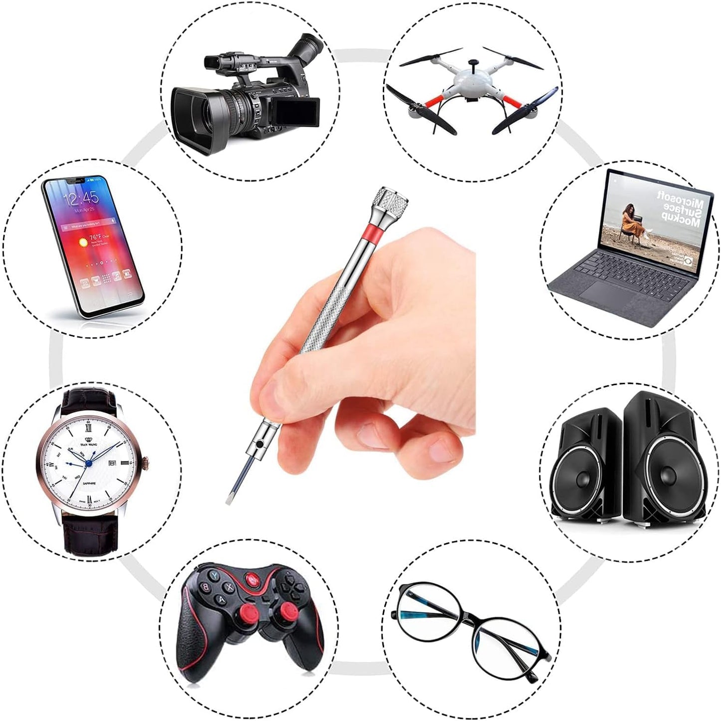 13PCS Professional Watch Screwdriver Set, AOMISIV Micro Precision Glasses Repair Kit, with 13PCS 0.6-2.0MM Extra Replace Blades, for Eyeglass Sunglass Watchmaker Jewelry Computer Phone Small Tools