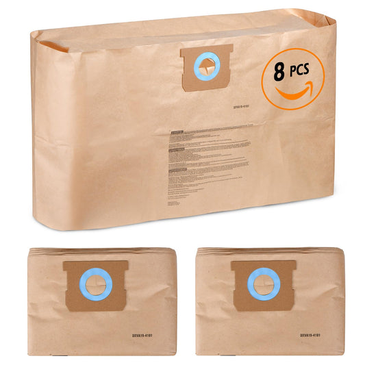 8-Pack DXVA19-4101 Vacuum Bags for DEWALT 6-10 Gallon Wet/Dry Shop Vacuums – Replacement Disposable Filter Bags for DXV06P, DXV09P, DXV09PA, DXV10P, DXV10PL, DXV10S, DXV10SA, DXV10SB