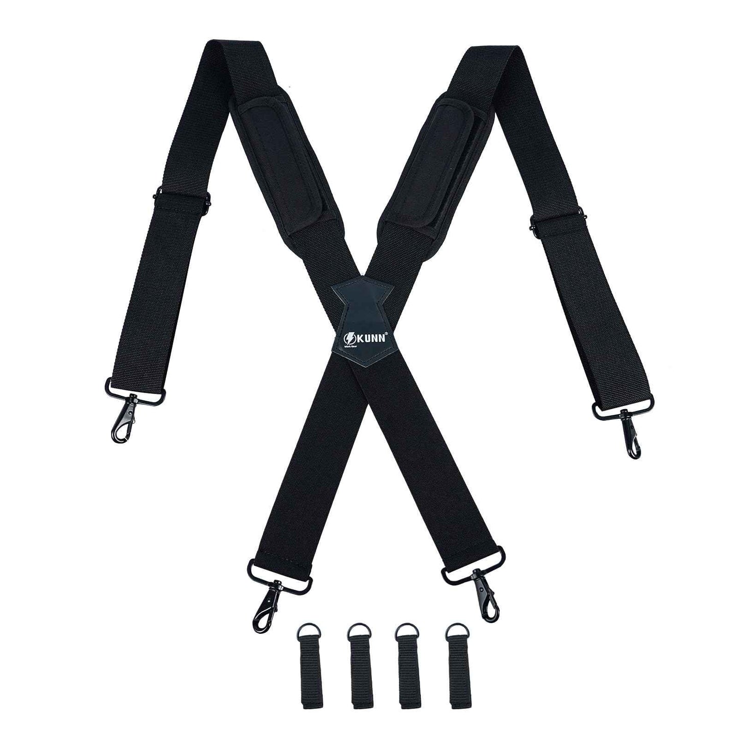 KUNN Tool Belt Suspenders Removable Padded Shoulder Work Suspenders with 4Pcs Attachment Loops,Comfortable and Adjustable