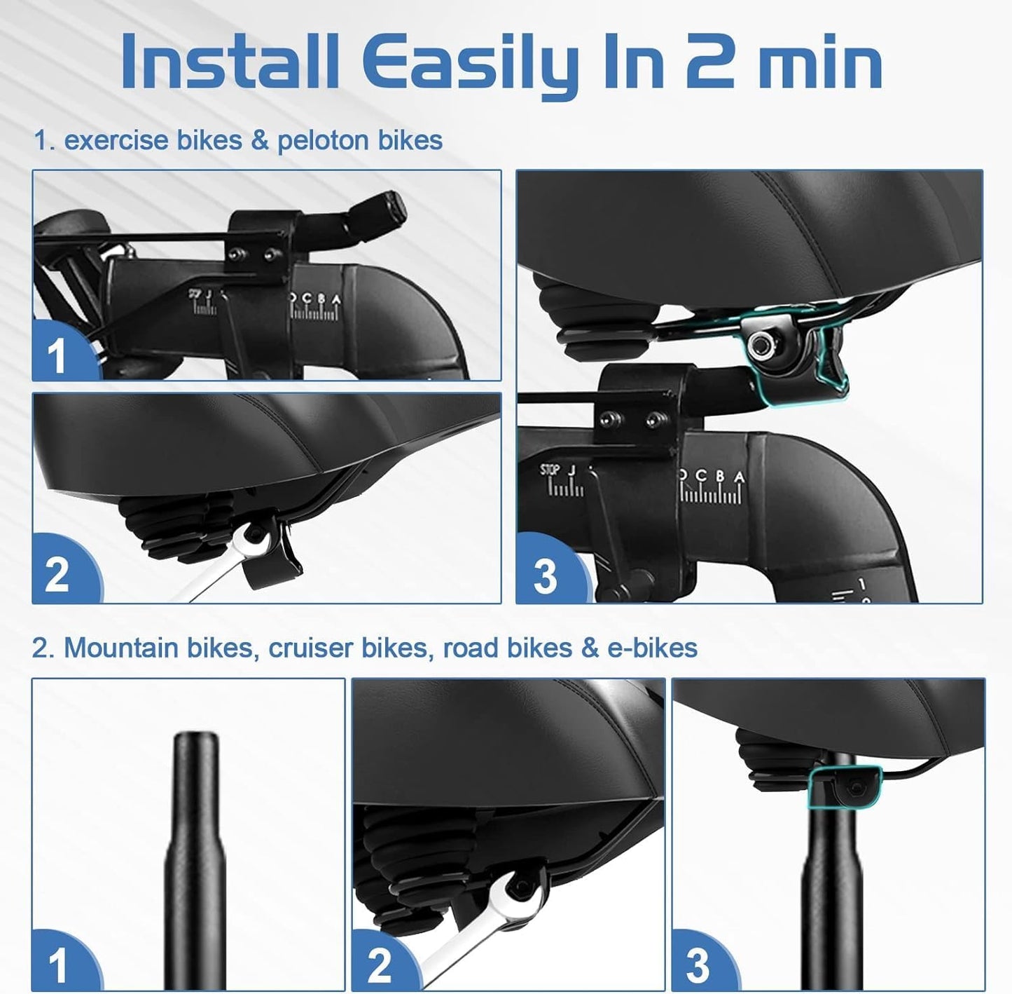 Noseless Bike Seat Cushion - Extra Padding for Men & Women | Oversized Comfortable Saddle for Peloton & Electric Bikes