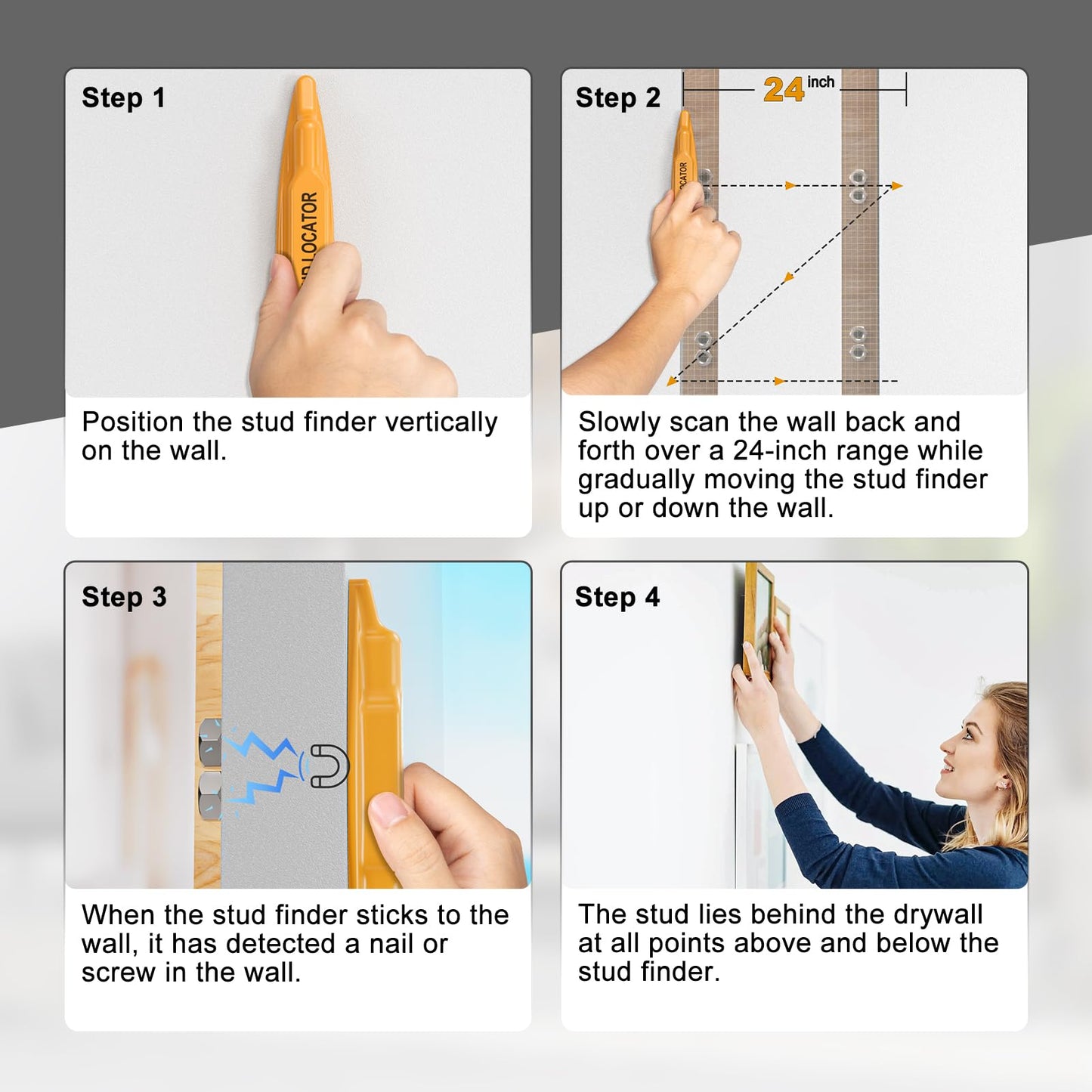 Stud Finder, Magnetic Stud Finder Easy to Use, No Batteries Required, Rapid to Locate Screws, Nails, Metal Studs Through Drywall and Wood - Powerful Magnet Stud Finder