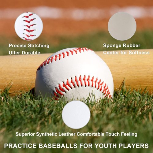 GKK Baseball 12-Pack Training Balls - 9-Inch Tee Ball Safety Baseballs for Youth & Adult Practice
