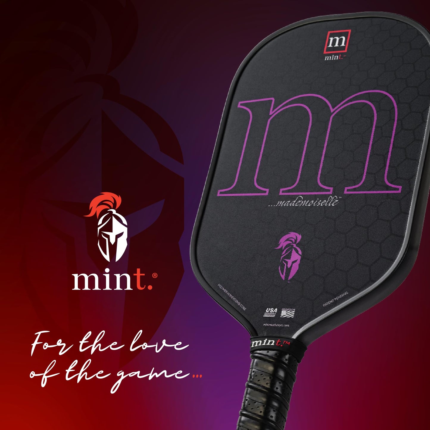 Mint Sport Mademoiselle Pickleball Paddle – T700 Carbon Fiber Pickleball Paddle with 16mm Polypropylene Core, Textured Spin Surface, TPE Edge Guard, USAPA Approved for Competitive Play