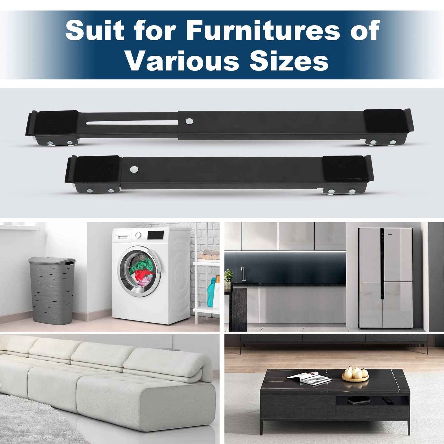 Lemtrflo Extendable Appliance Rollers for Washer and Dryer,Mobile Washing Machine Base, Wheels for Appliances Sliders,Heavy Duty Appliance Dolly,Appliance Mover for Refrigerators,Washing Machines