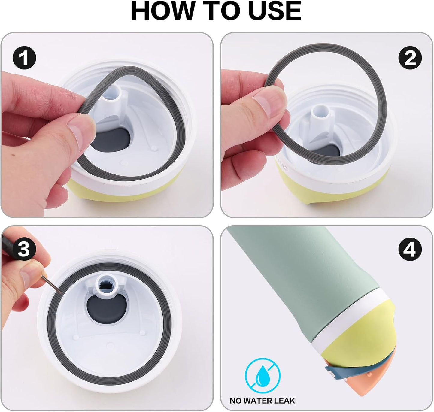 Owala | Rubber Gasket Replacement for FreeSip Water Bottles | 4-Pack Silicone O-Ring Seals