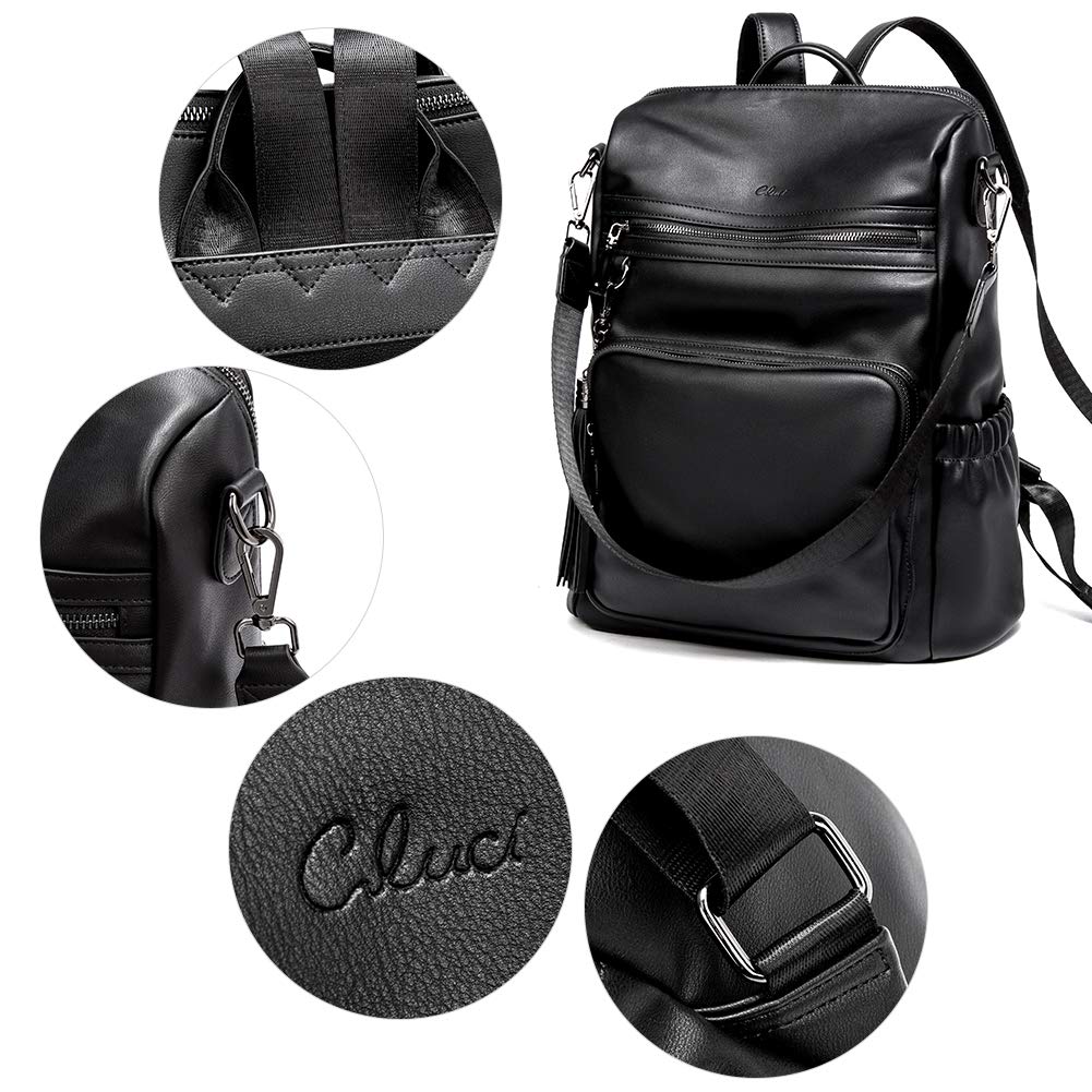 CLUCI Backpack Purse for Women Black Backpack Leather Large Travel Fashion Designer Convertible Ladies Work Bags