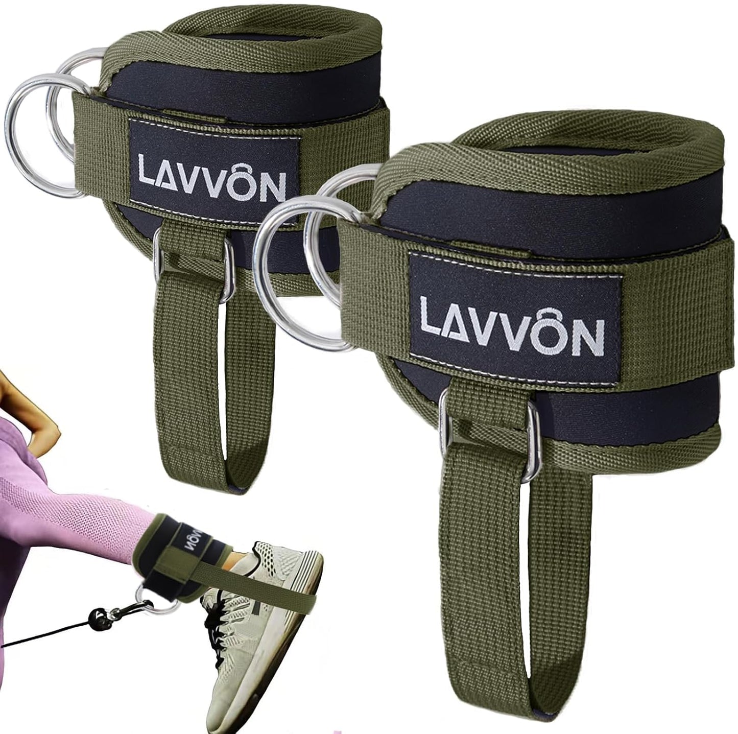 Skiennix Ankle Straps for Cable Machines - Adjustable Comfort Attachments for Glute Kickbacks & Leg Extensions