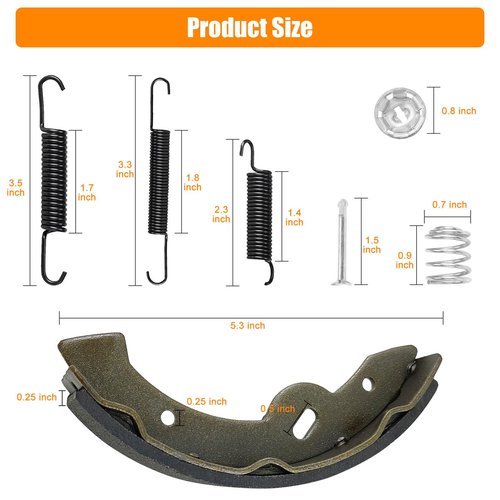 EZGO Brake Shoes Pads Spring Kit Fit EZGO TXT/Medalist 1997–2008, ST350 Gas 2000-2012, Workhorse 800 Gas 1997-2012, Yamaha 95-02 G14, G16,G19 Electric, G20 Gas, OEM 27943G01 70795G01 27944-G01